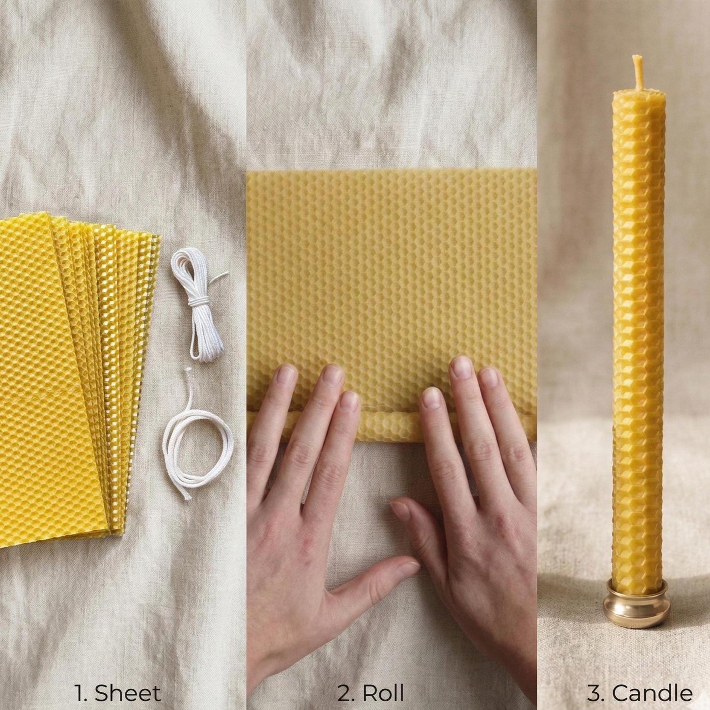 Beeswax Candle Making Kit – Natural Beeswax Sheets with Cotton Wick (8×4)
