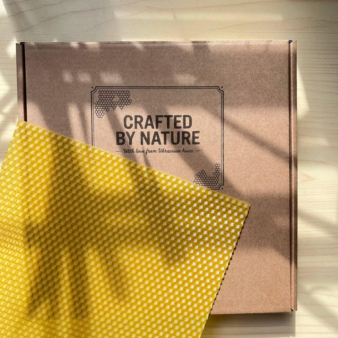 Natural beeswax sheets with BeeZenCandle packaging
