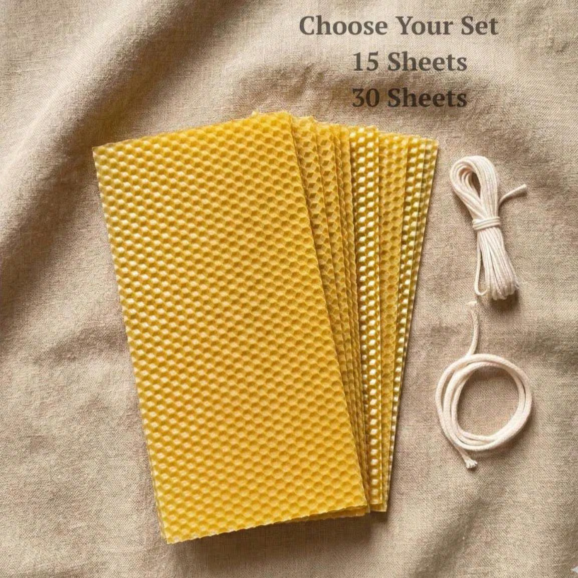 Beeswax Candle Making Kit – Natural Beeswax Sheets with Cotton Wick (8×4)