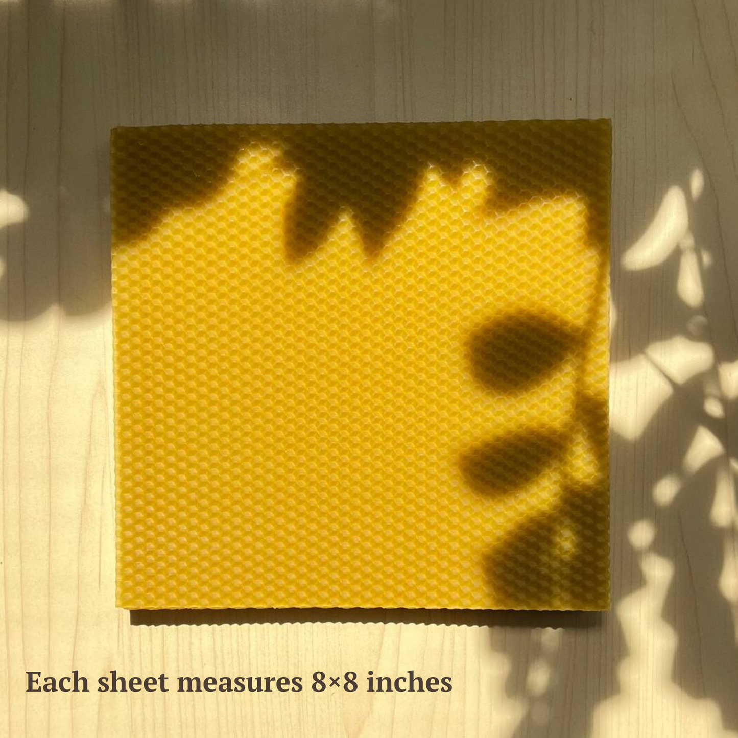 Natural beeswax sheet, size 8 x 8 inches (20 x 20 cm), for candle making
