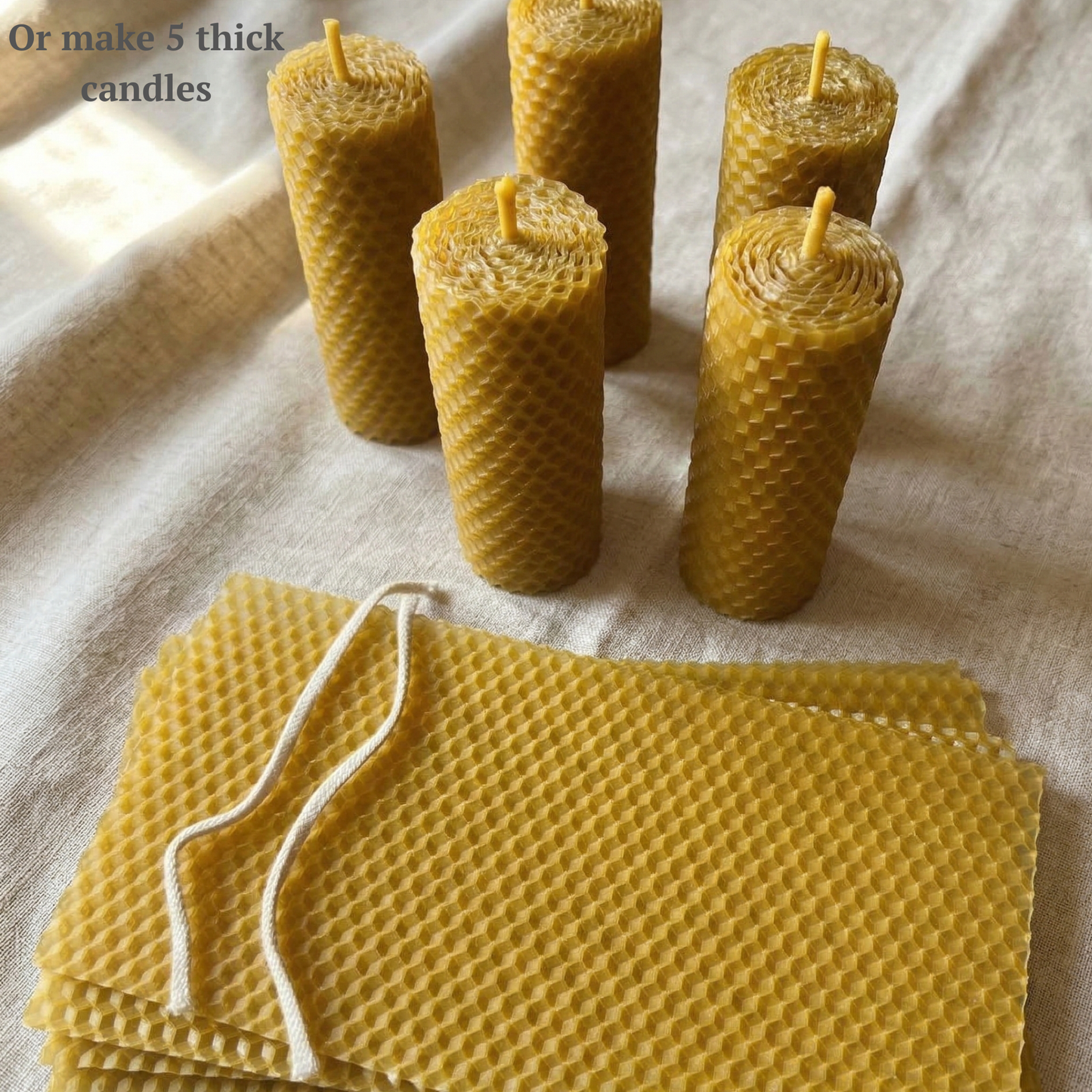 Beeswax Candle Making Kit – Natural Beeswax Sheets with Cotton Wick (8×4)