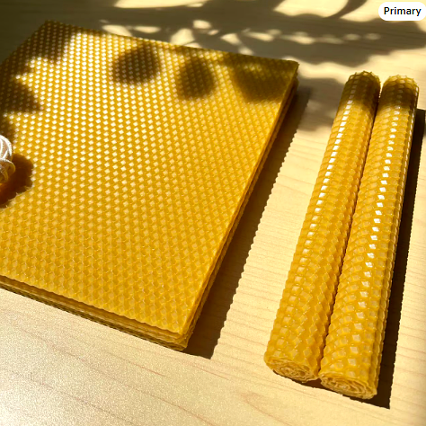 Natural beeswax sheets with cotton wick for rolled candle making, handmade beeswax starter pack