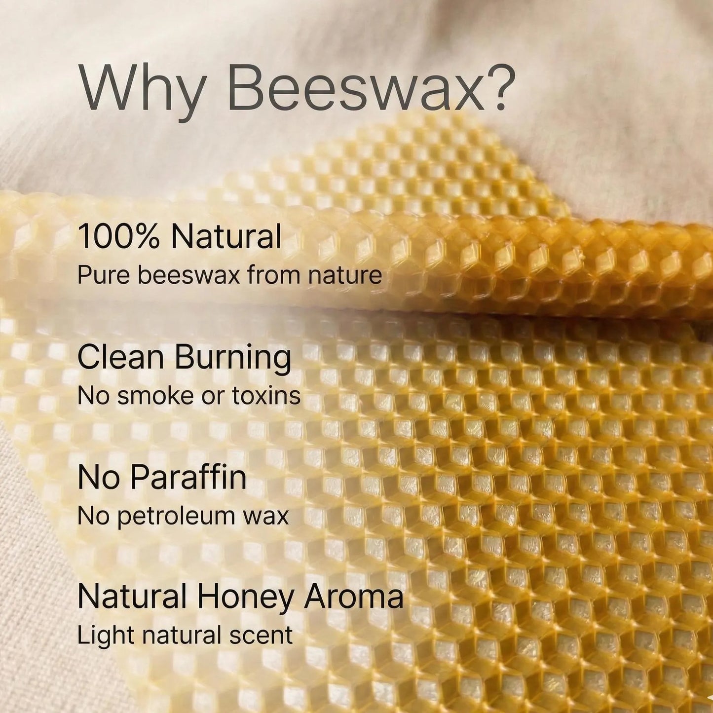 Natural Beeswax Taper Candles – Hand Rolled 8" Honeycomb Dinner Candles (Set of 6, 12, 24)