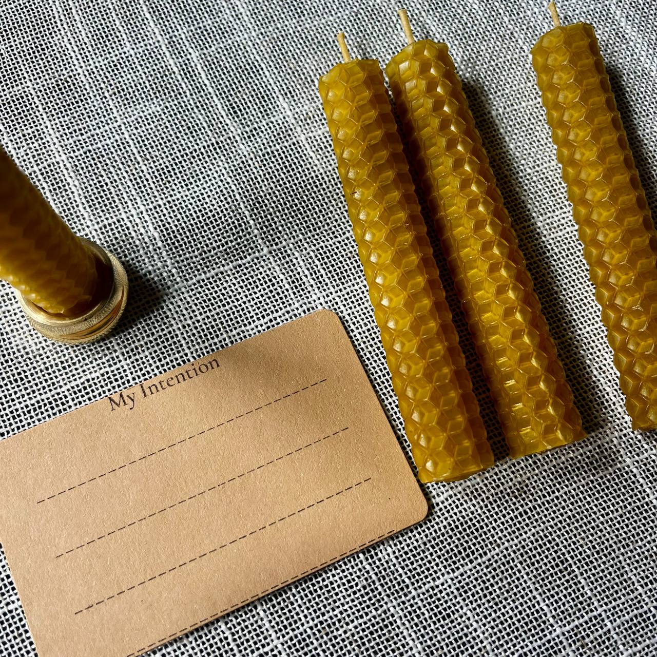 Beeswax Ritual Candle Set of 7 with Holder – Natural 4" Meditation Candles