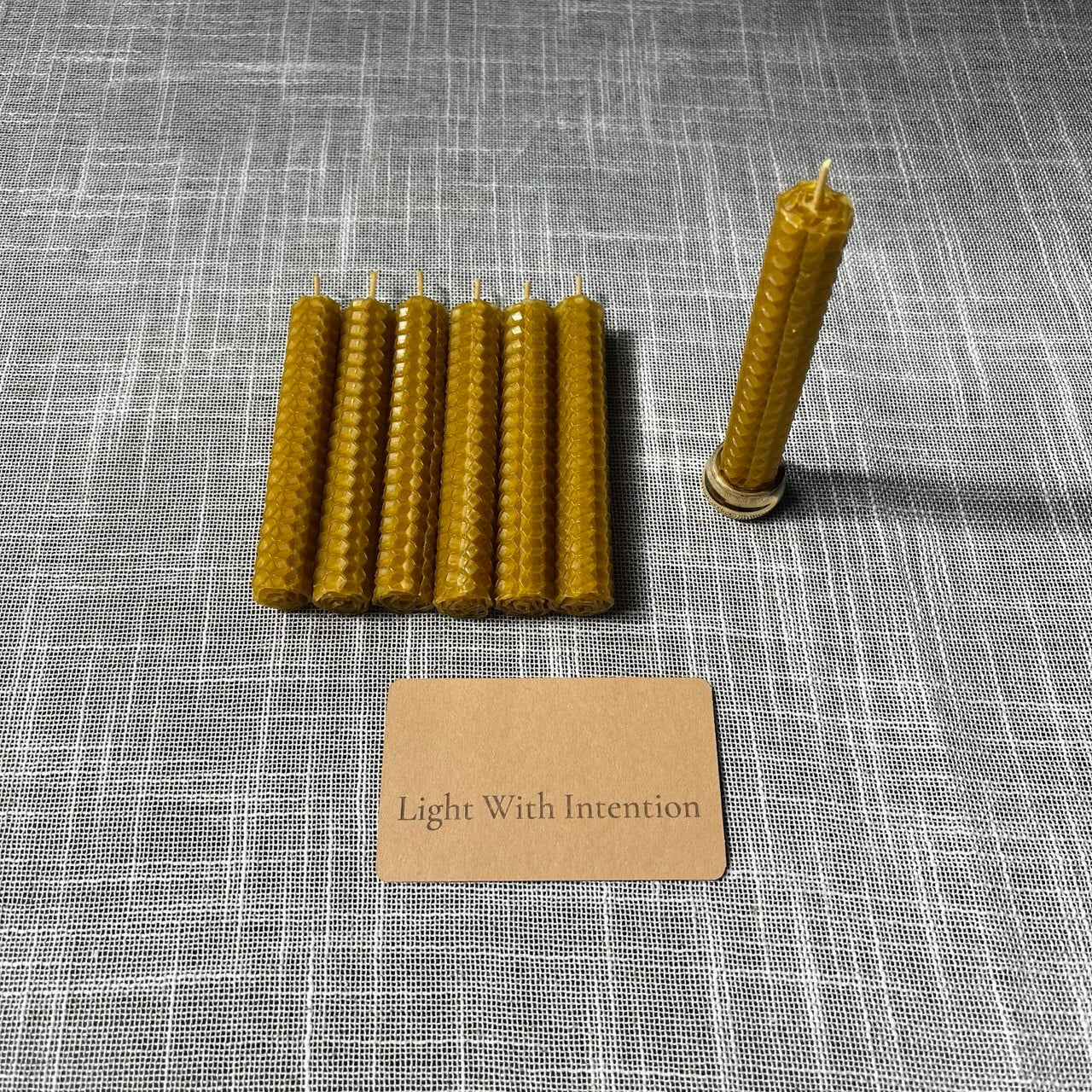 Beeswax Ritual Candle Set of 7 with Holder – Natural 4" Meditation Candles
